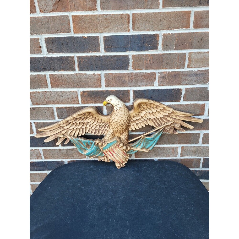 Vintage Americana Syroco Eagle Patriotic Wall Plaque 28” Wings #3867 Made 1959